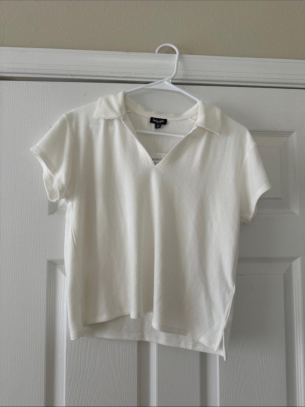 Splendid Cream Short Sleeve Polo Tee